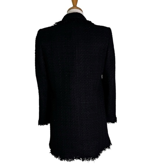 Zara Tweed Textured Boucle Pearl Button Blazer Jacket Black Size XS - Picture 10 of 15